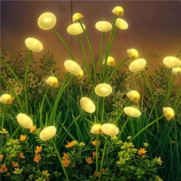 4 Pack 32 LEDs Solar Garden Lights, Mushroom Solar Lights Outdoor, IP65 - Picture 1 of 7
